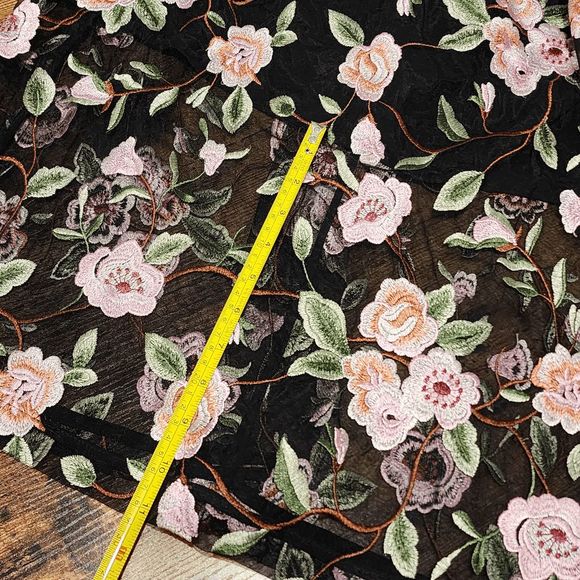 Crosby Womens Dress Midi Black Embroidered Floral Mollie Burch- Size 4 - Picture 11 of 13